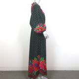 FARM Rio Blooming Garden Long Sleeve Maxi Dress Black Linen-Blend Size Medium