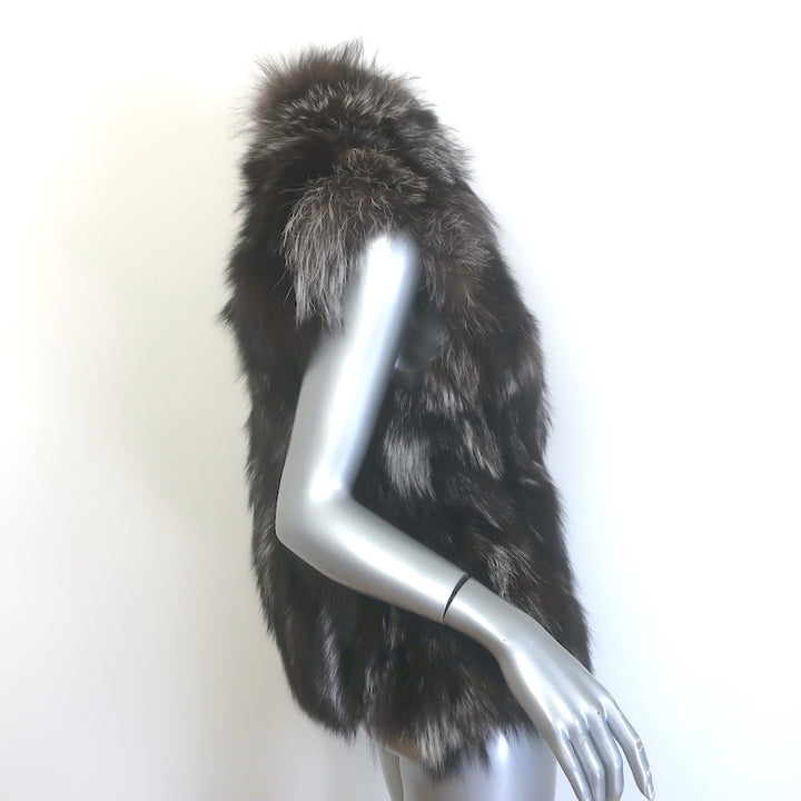 Vince Fox Fur Vest Black/Gray Size Medium