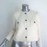 Ba&sh Meredith Boucle Tweed Jacket Ecru Cotton-Blend Size Extra Small