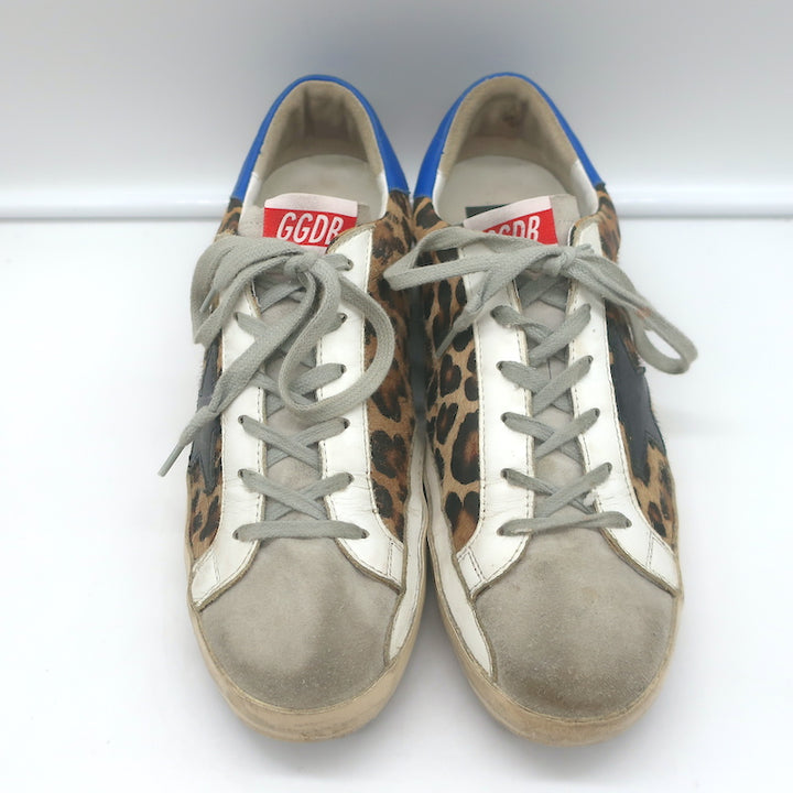 Golden Goose Superstar Leopard Print Pony Hair Low Top Sneakers Size 41