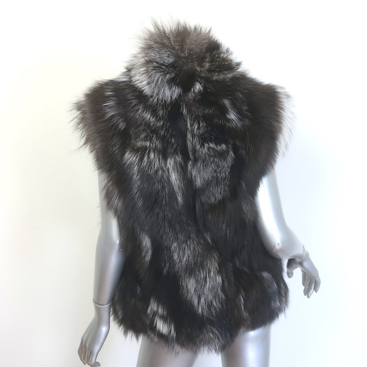 Vince Fox Fur Vest Black/Gray Size Medium