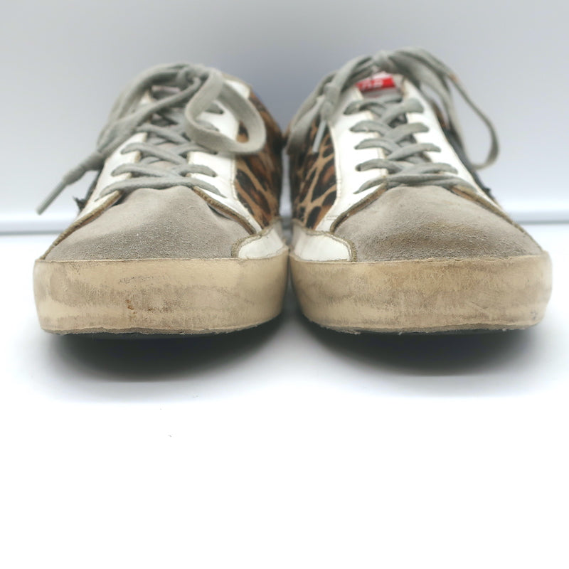 Golden Goose Superstar Leopard Print Pony Hair Low Top Sneakers Size 41