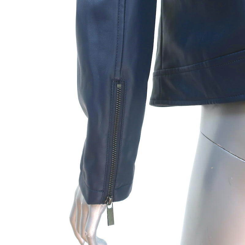 Something Navy Faux Leather Jacket Navy Size Small