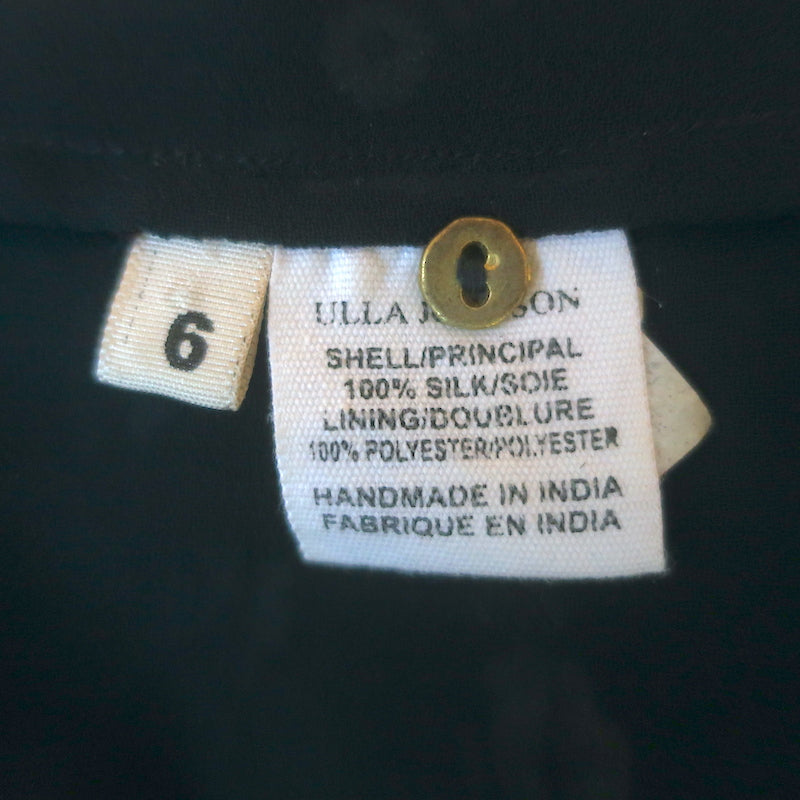 Ulla Johnson Gita Embroidered Blouson Mini Dress Black Floral Print Size 6