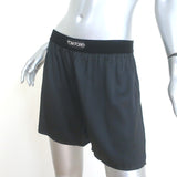 Tom Ford Boxer Shorts Black Velvet-Trimmed Silk Satin Size Medium