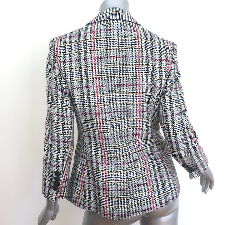 Veronica Beard Empire Dickey Jacket White/Multi Houndstooth Plaid Size 4