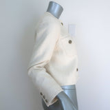 Ba&sh Meredith Boucle Tweed Jacket Ecru Cotton-Blend Size Extra Small