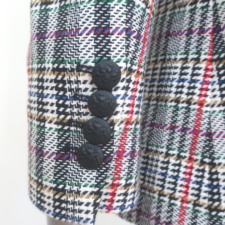 Veronica Beard Empire Dickey Jacket White/Multi Houndstooth Plaid Size 4