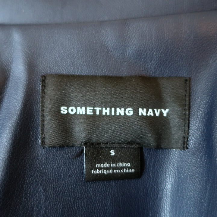 Something Navy Faux Leather Jacket Navy Size Small