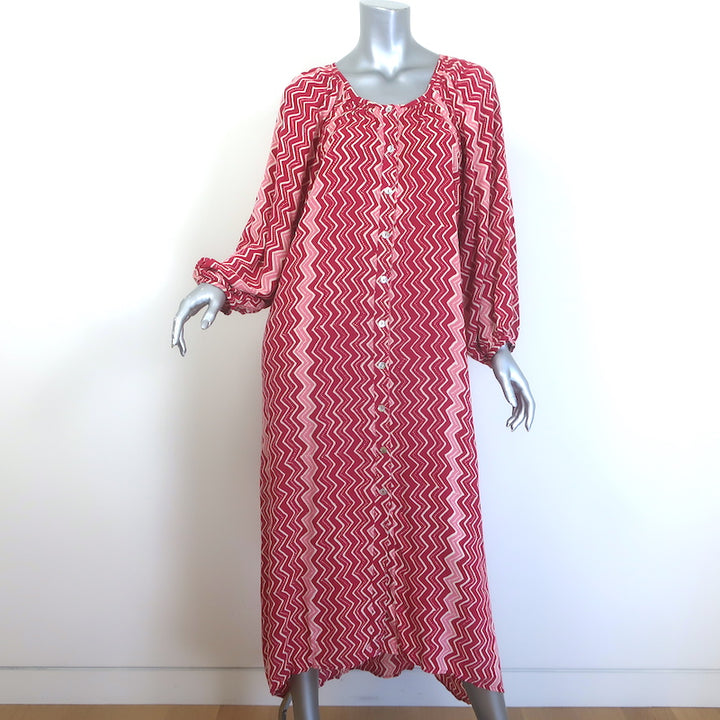 Natalie Martin Alex Button-Front Midi Dress Grenadine Zig Zag Print Size Small