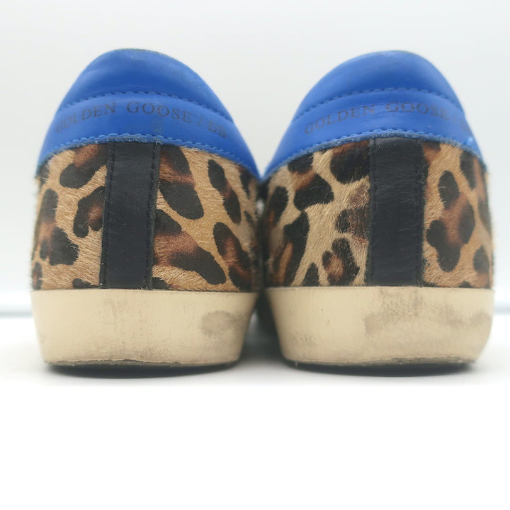 Golden Goose Superstar Leopard Print Pony Hair Low Top Sneakers Size 41