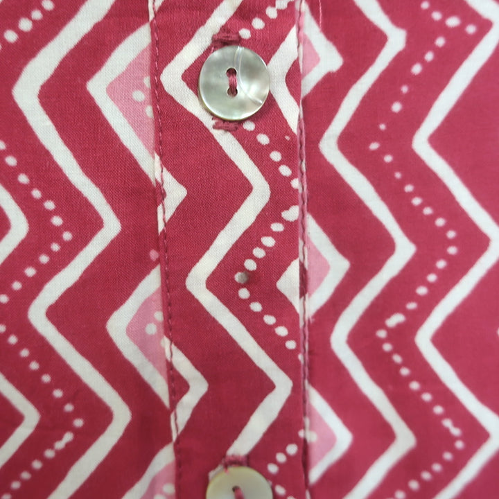 Natalie Martin Alex Button-Front Midi Dress Grenadine Zig Zag Print Size Small
