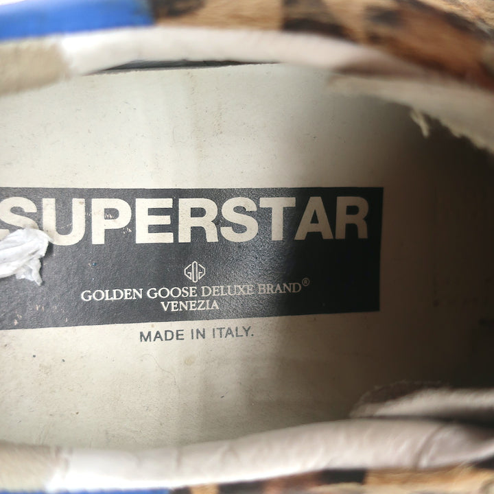 Golden Goose Superstar Leopard Print Pony Hair Low Top Sneakers Size 41