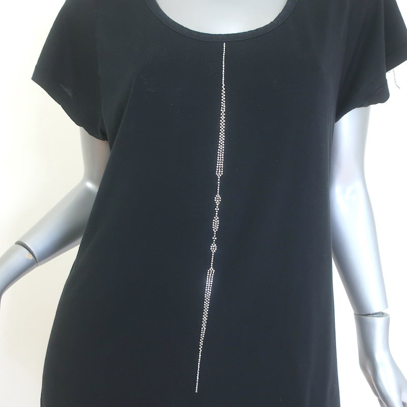 Libertine Crystal-Embellished Mini T-Shirt Dress Black Cotton Jersey Size Large