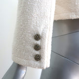 Ba&sh Meredith Boucle Tweed Jacket Ecru Cotton-Blend Size Extra Small