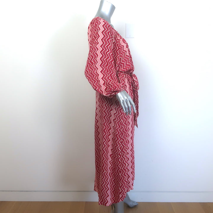 Natalie Martin Alex Button-Front Midi Dress Grenadine Zig Zag Print Size Small