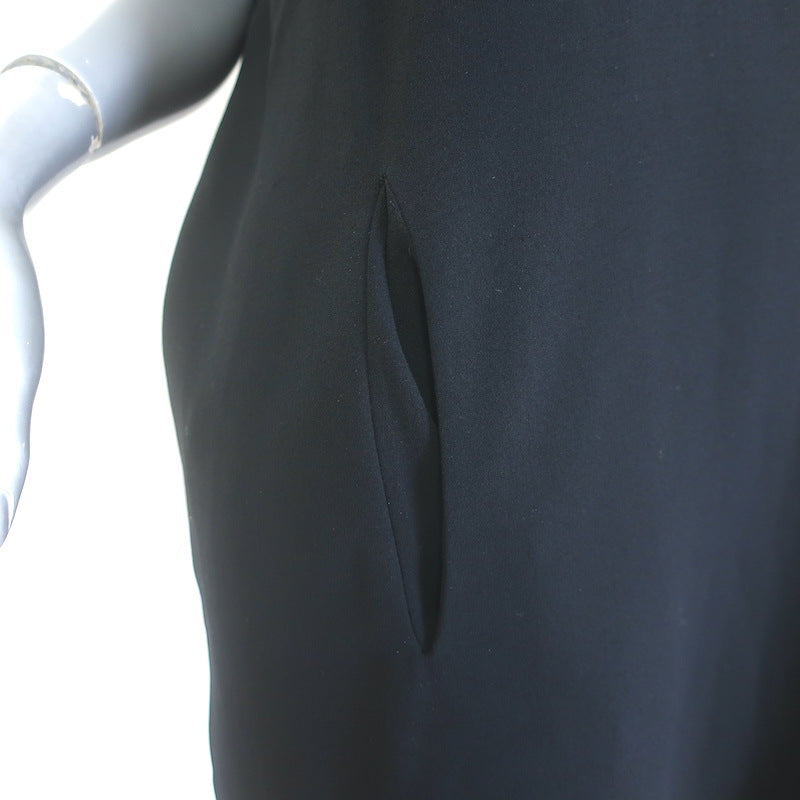 Diane von Furstenberg Squaretan Mini Shift Dress Black Crepe Size Petite