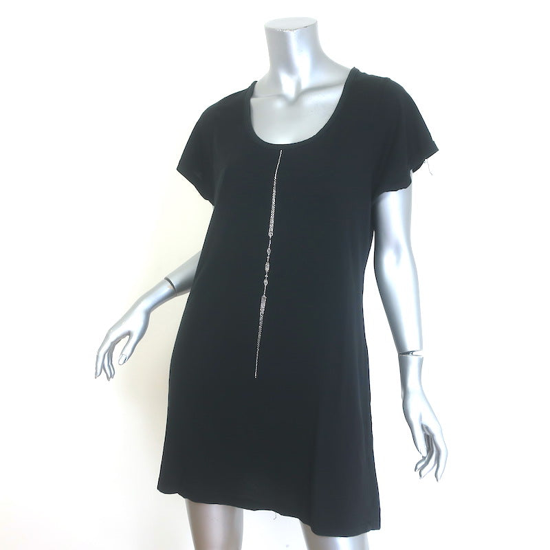 Libertine Crystal-Embellished Mini T-Shirt Dress Black Cotton Jersey Size Large
