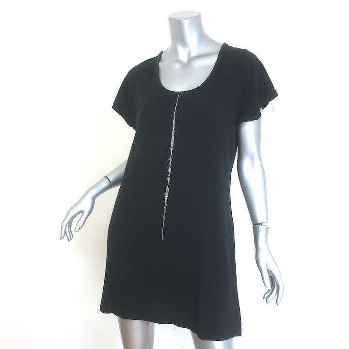 Libertine Crystal-Embellished Mini T-Shirt Dress Black Cotton Jersey Size Large