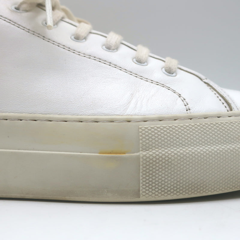 Woman by Common Projects Tournament Low Top Sneakers White Leather Size 38
