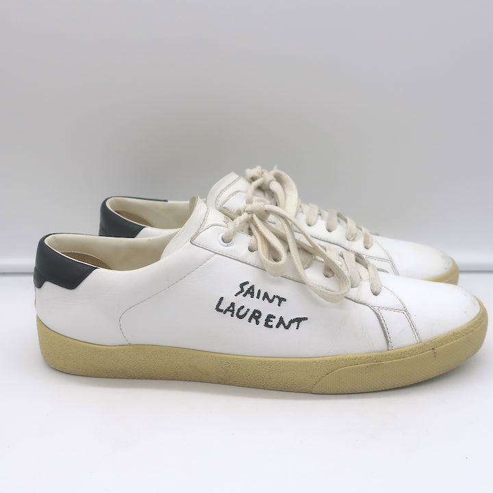 Saint Laurent Court Classic SL/06 Embroidered Low Top Sneakers White Size 40