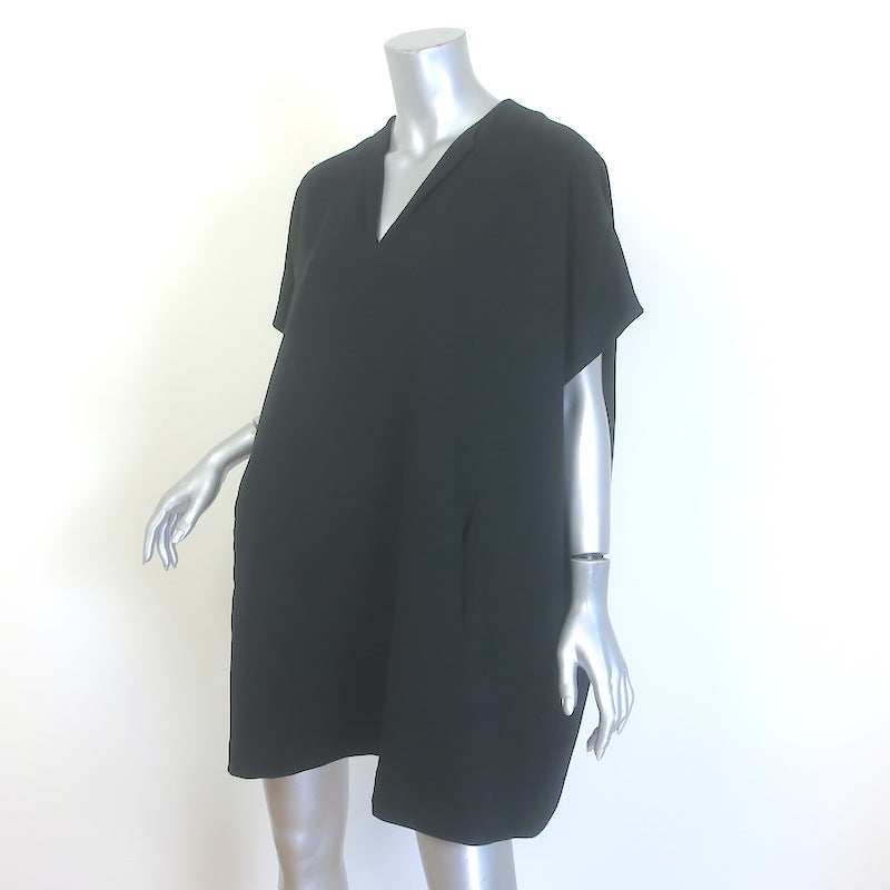Diane von Furstenberg Squaretan Mini Shift Dress Black Crepe Size Petite