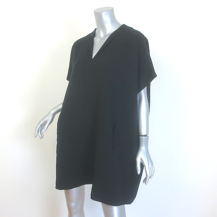 Diane von Furstenberg Squaretan Mini Shift Dress Black Crepe Size Petite