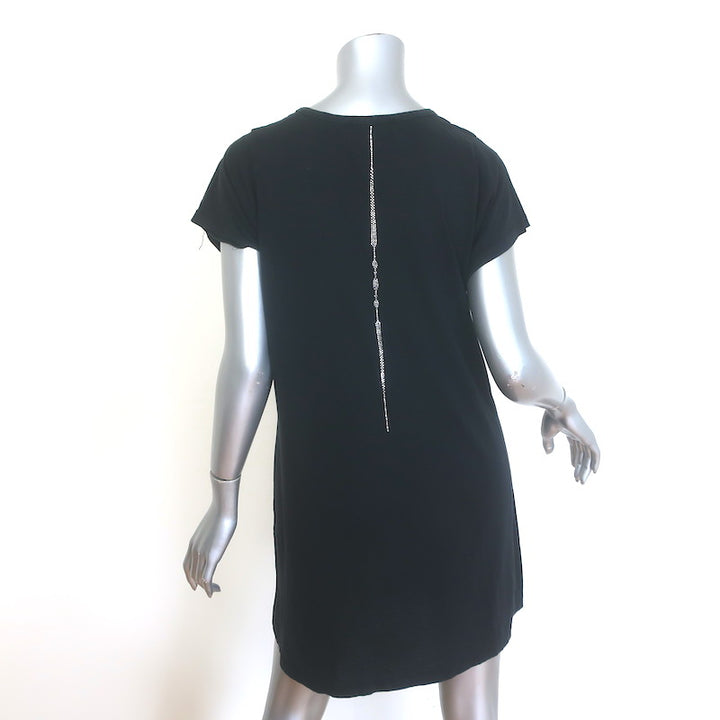 Libertine Crystal-Embellished Mini T-Shirt Dress Black Cotton Jersey Size Large