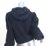 Ulla Johnson Tassel Hoodie Sacha Navy Cotton Size Petite Cropped Sweatshirt