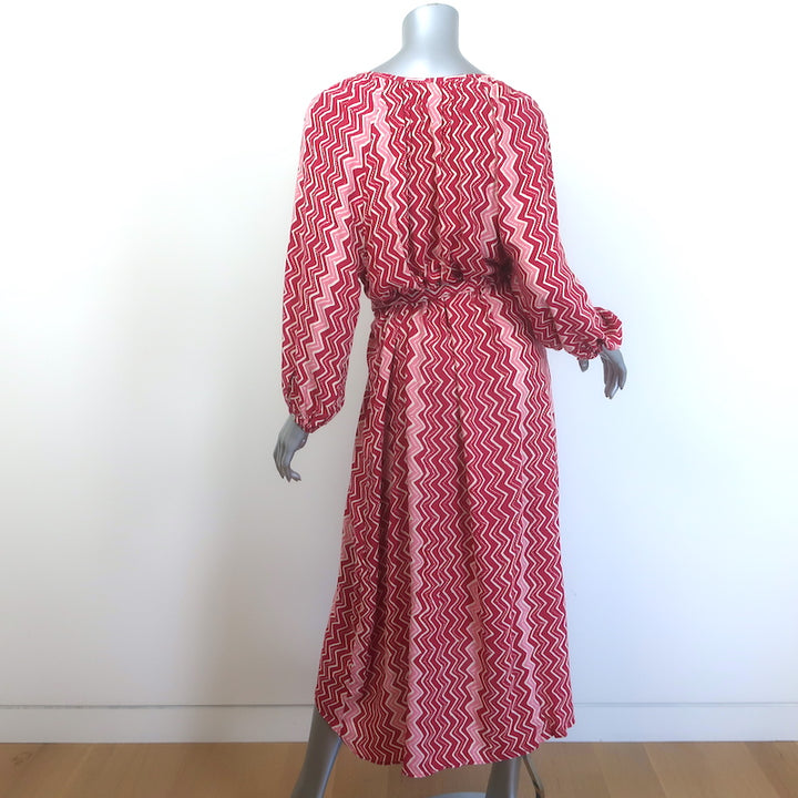 Natalie Martin Alex Button-Front Midi Dress Grenadine Zig Zag Print Size Small