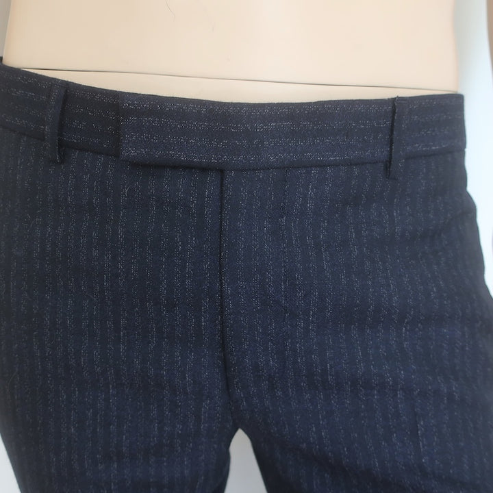 Dior Homme Striped Slim Leg Trousers Black/Charcoal Size 50