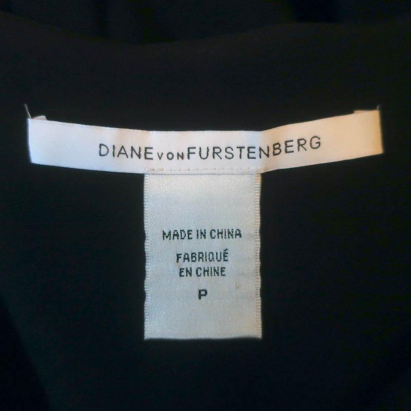 Diane von Furstenberg Squaretan Mini Shift Dress Black Crepe Size Petite