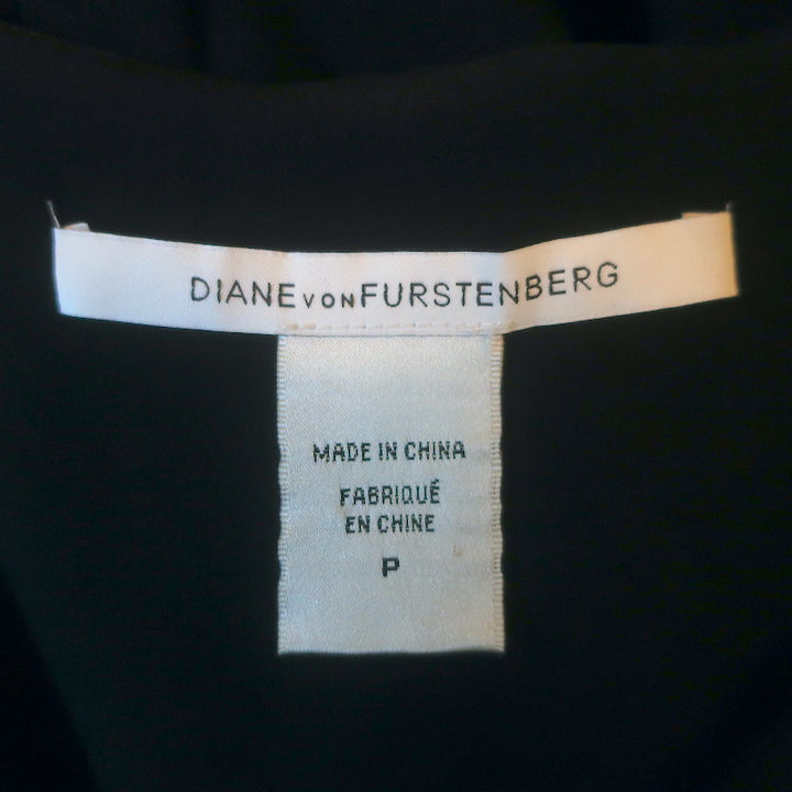 Diane von Furstenberg Squaretan Mini Shift Dress Black Crepe Size Petite