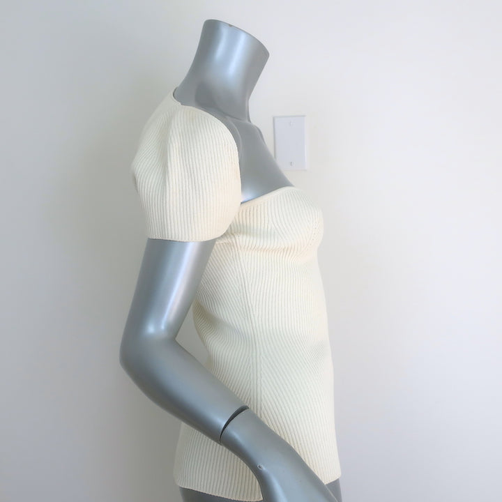 Khaite Ista Ribbed Corset Top Ivory Stretch Knit Size Large NEW