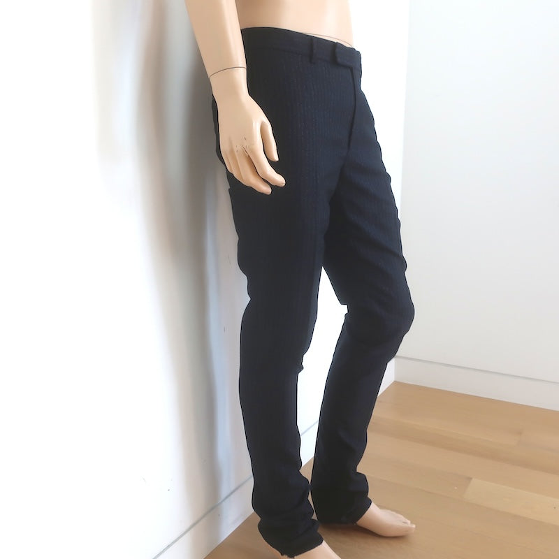 Dior Homme Striped Slim Leg Trousers Black/Charcoal Size 50