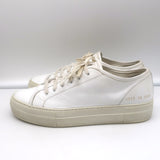 Woman by Common Projects Tournament Low Top Sneakers White Leather Size 38