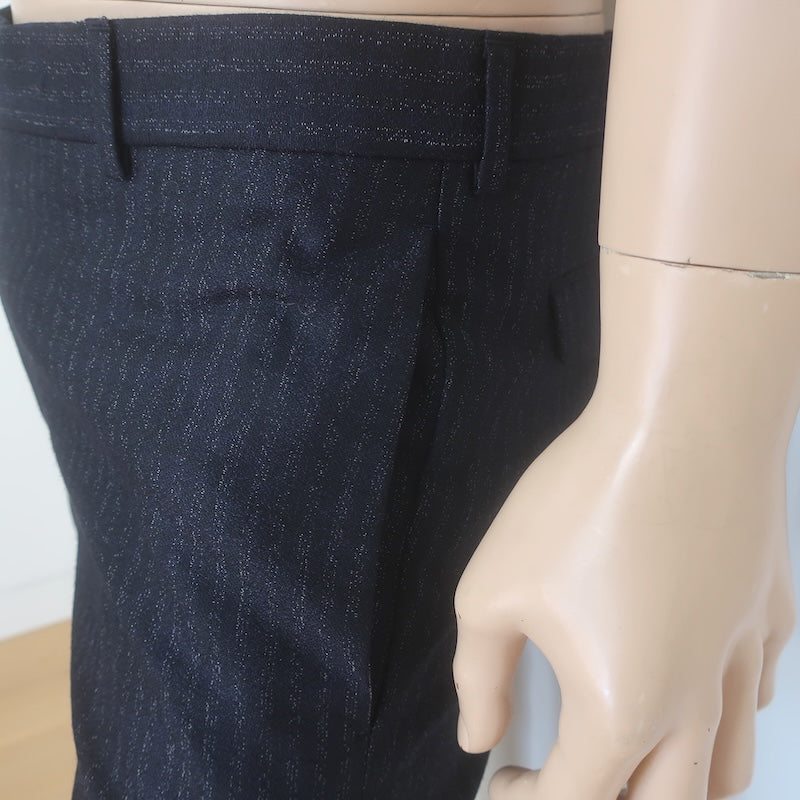 Dior Homme Striped Slim Leg Trousers Black/Charcoal Size 50