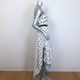 Self-Portrait Star Print Handkerchief Hem Midi Dress White Satin Size US 6