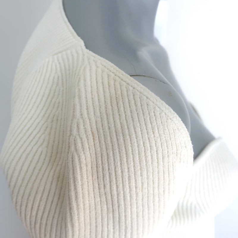 Khaite Ista Ribbed Corset Top Ivory Stretch Knit Size Large NEW