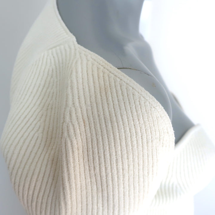 Khaite Ista Ribbed Corset Top Ivory Stretch Knit Size Large NEW