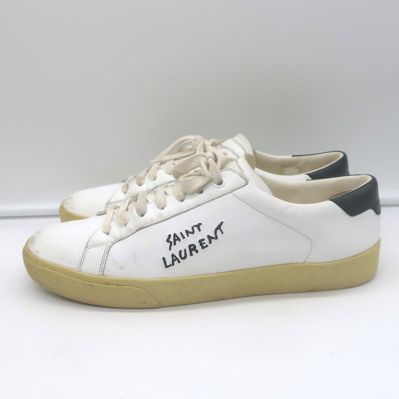 Saint Laurent Court Classic SL/06 Embroidered Low Top Sneakers White Size 40
