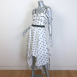 Self-Portrait Star Print Handkerchief Hem Midi Dress White Satin Size US 6