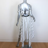 Self-Portrait Star Print Handkerchief Hem Midi Dress White Satin Size US 6
