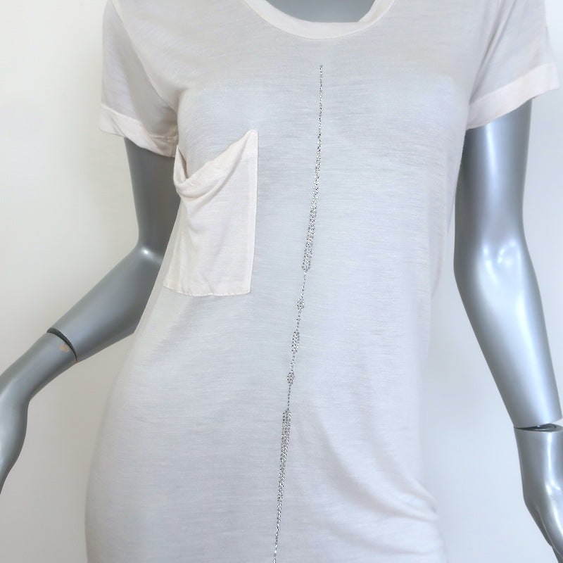 Libertine Crystal-Embellished T-Shirt Ecru Modal-Silk Jersey Size Large/Extra Large