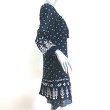 Derek Lam 10 Crosby Tassel Tie Mini Dress Navy Embroidered Cotton Size 00