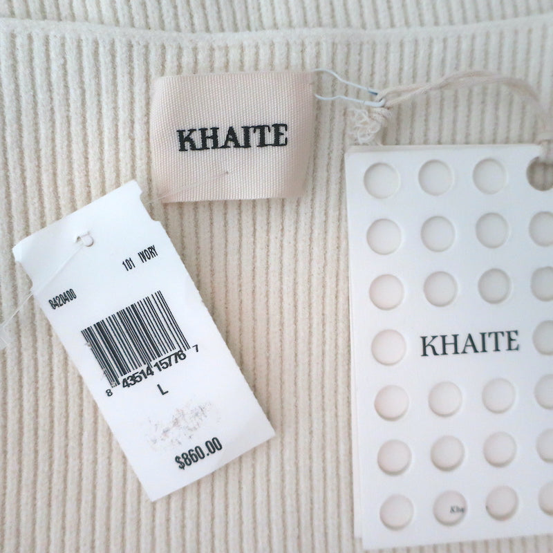 Khaite Ista Ribbed Corset Top Ivory Stretch Knit Size Large NEW