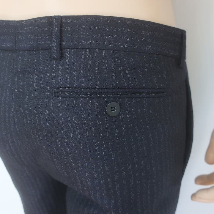 Dior Homme Striped Slim Leg Trousers Black/Charcoal Size 50
