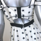 Self-Portrait Star Print Handkerchief Hem Midi Dress White Satin Size US 6