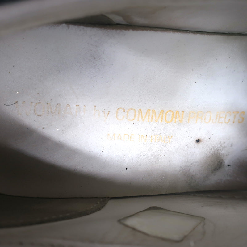 Woman by Common Projects Tournament Low Top Sneakers White Leather Size 38