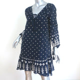 Derek Lam 10 Crosby Tassel Tie Mini Dress Navy Embroidered Cotton Size 00